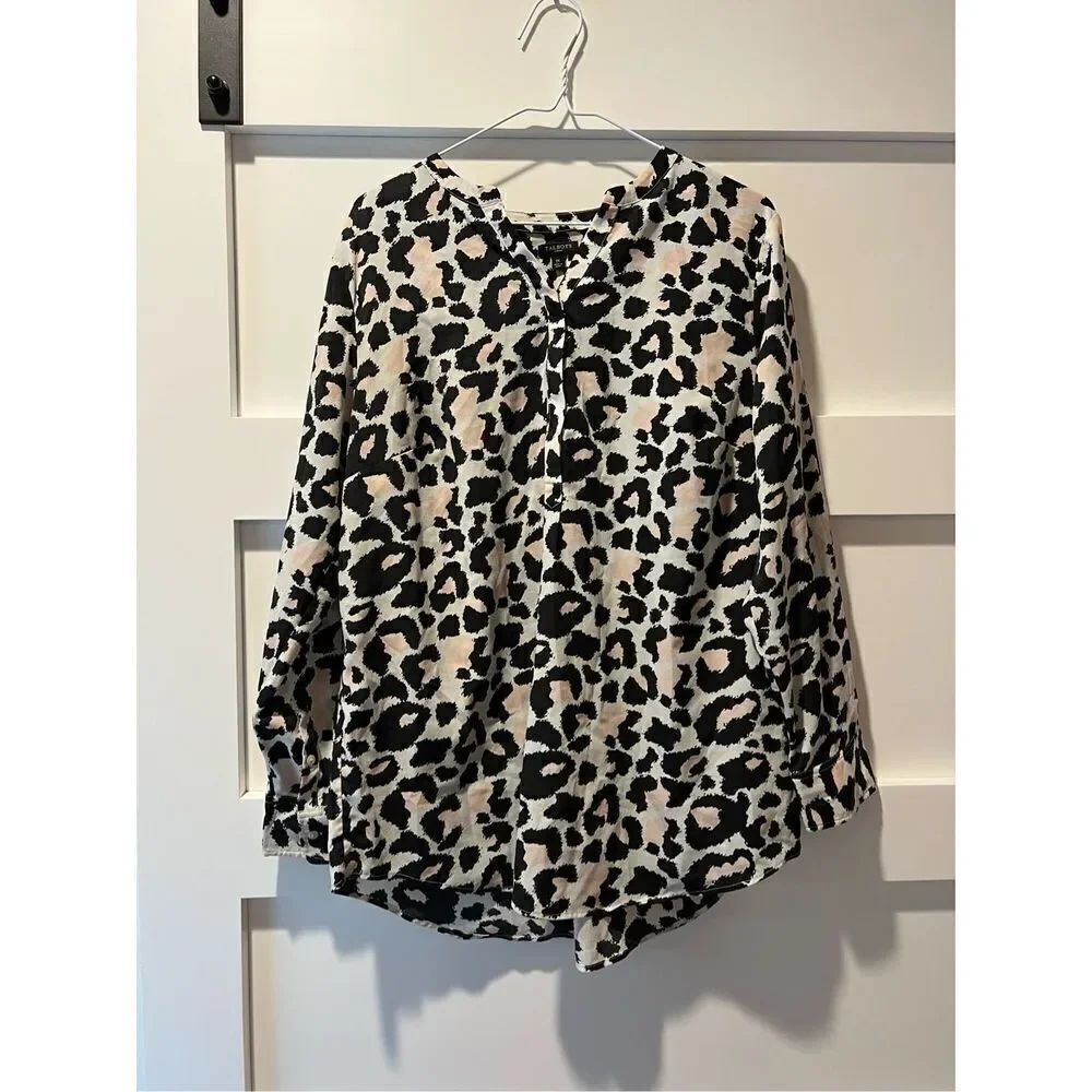Talbots Woman pink leopard blouse size 1X